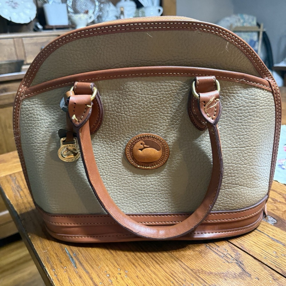 Dooney & Bourke Norfolk Bag All Weather Leather Taupe Tan VTG No Strap